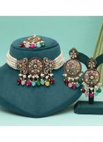   Party Wear  Multi Color Choker Kundan Necklace Set